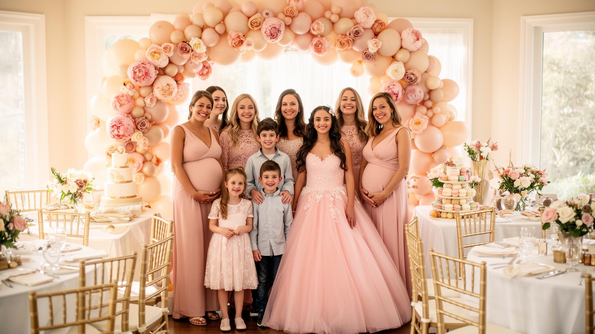 Elegant event decoration with balloons and luxury backdrop